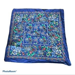 Blue floral handkerchief 20” square cotton